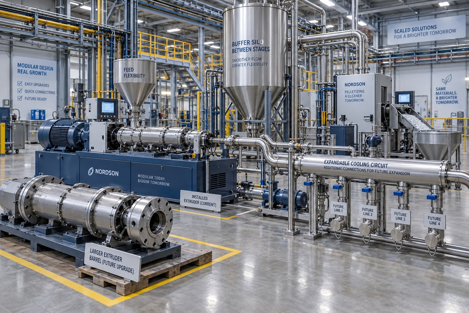 a modular pelletizing line designed with built in upgrade paths for scaling throughput without full system replacement