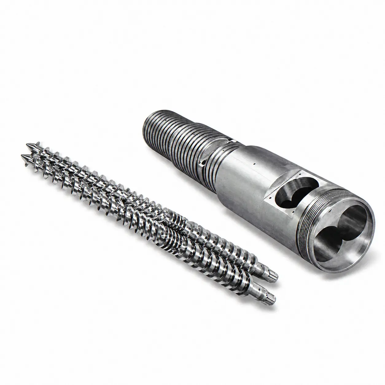 Conical twin screw barrel for PVC board extrusion