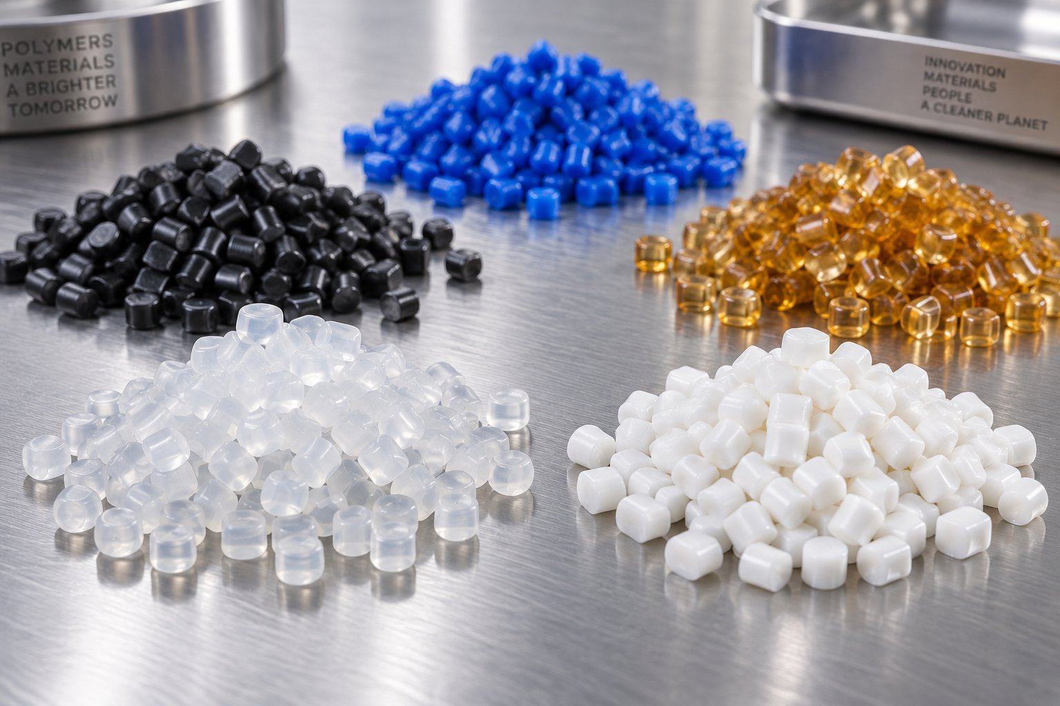 various thermoplastic resin pellets %E2%80%94 each polymer type requires specific screw geometry and processing conditions for optimal extrusion