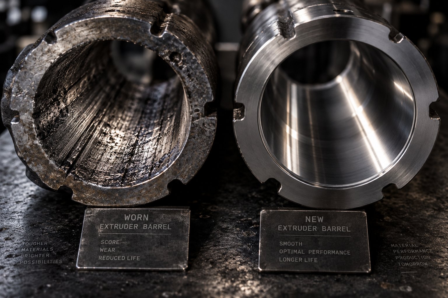 barrel bore wear comparison showing how abrasive processing applications accelerate surface degradation over time
