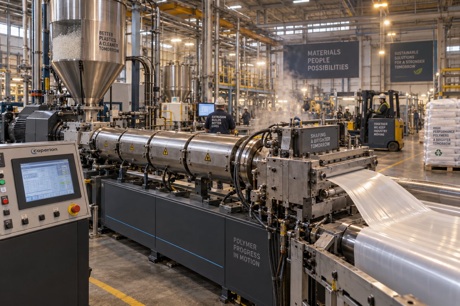 pp extrusion production line where application specific screw barrel design determines final product quality