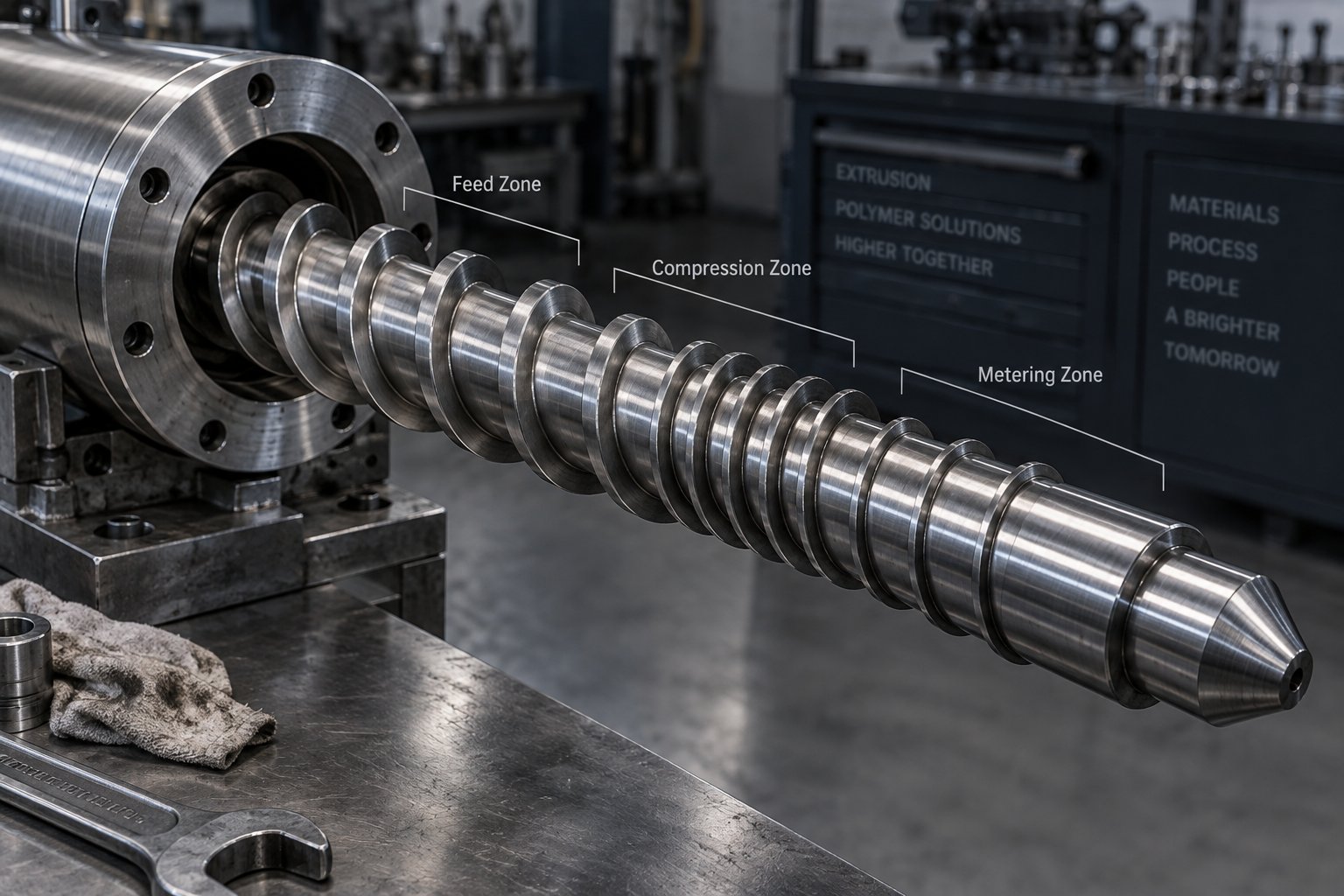 precision machined extruder screw and barrel assembly key components that heavily influence equipment pricing