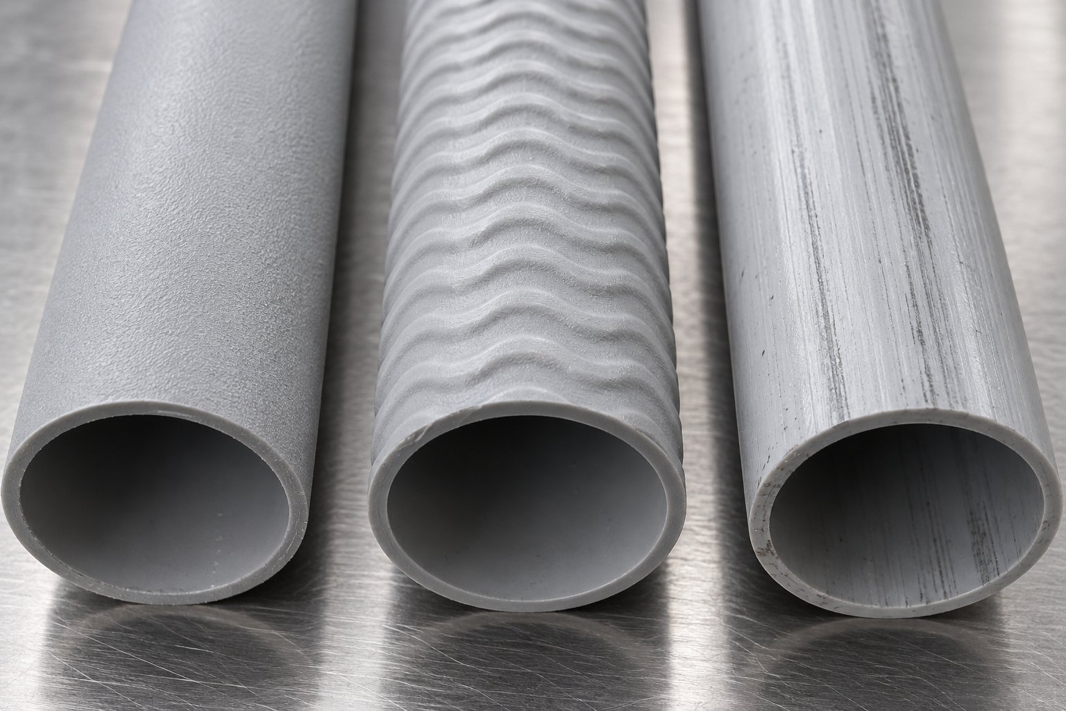 three types of pvc surface roughness compared fusion related melt fracture and die plate out each show distinct visual patterns