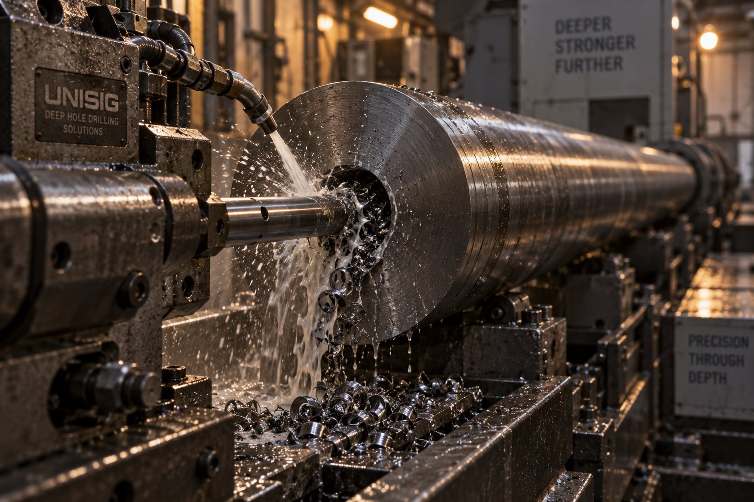 deep hole boring operation forming the initial bore of an extruder barrel blank