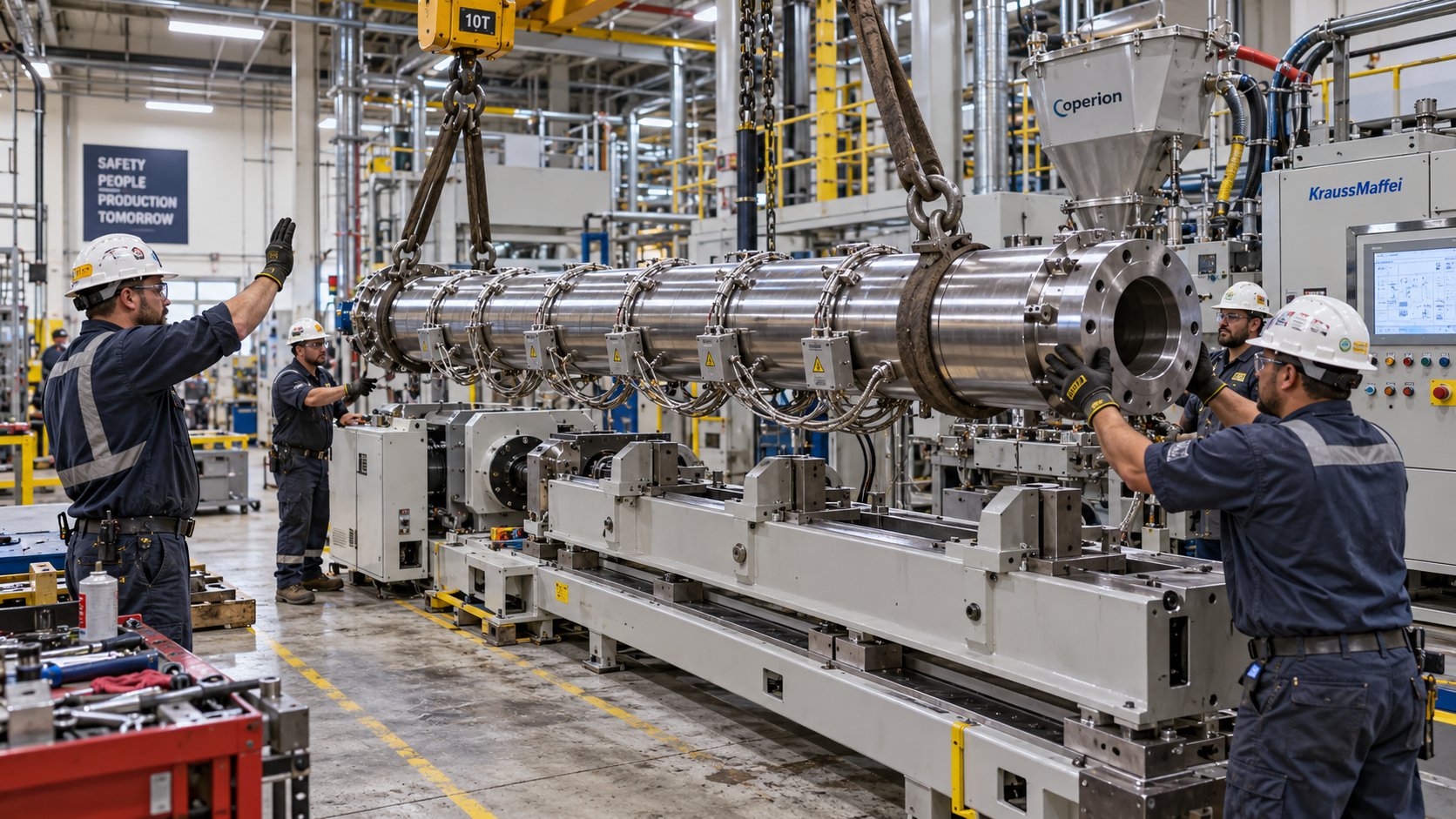 proper barrel installation demands overhead rigging support precise alignment to the gearbox centerline and a systematic bolt torque sequence