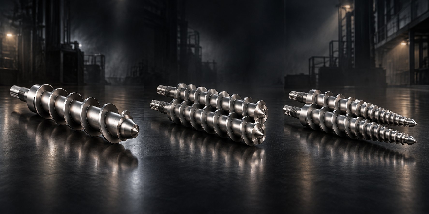 three extruder screw types compared single screw parallel twin screw and conical twin screw