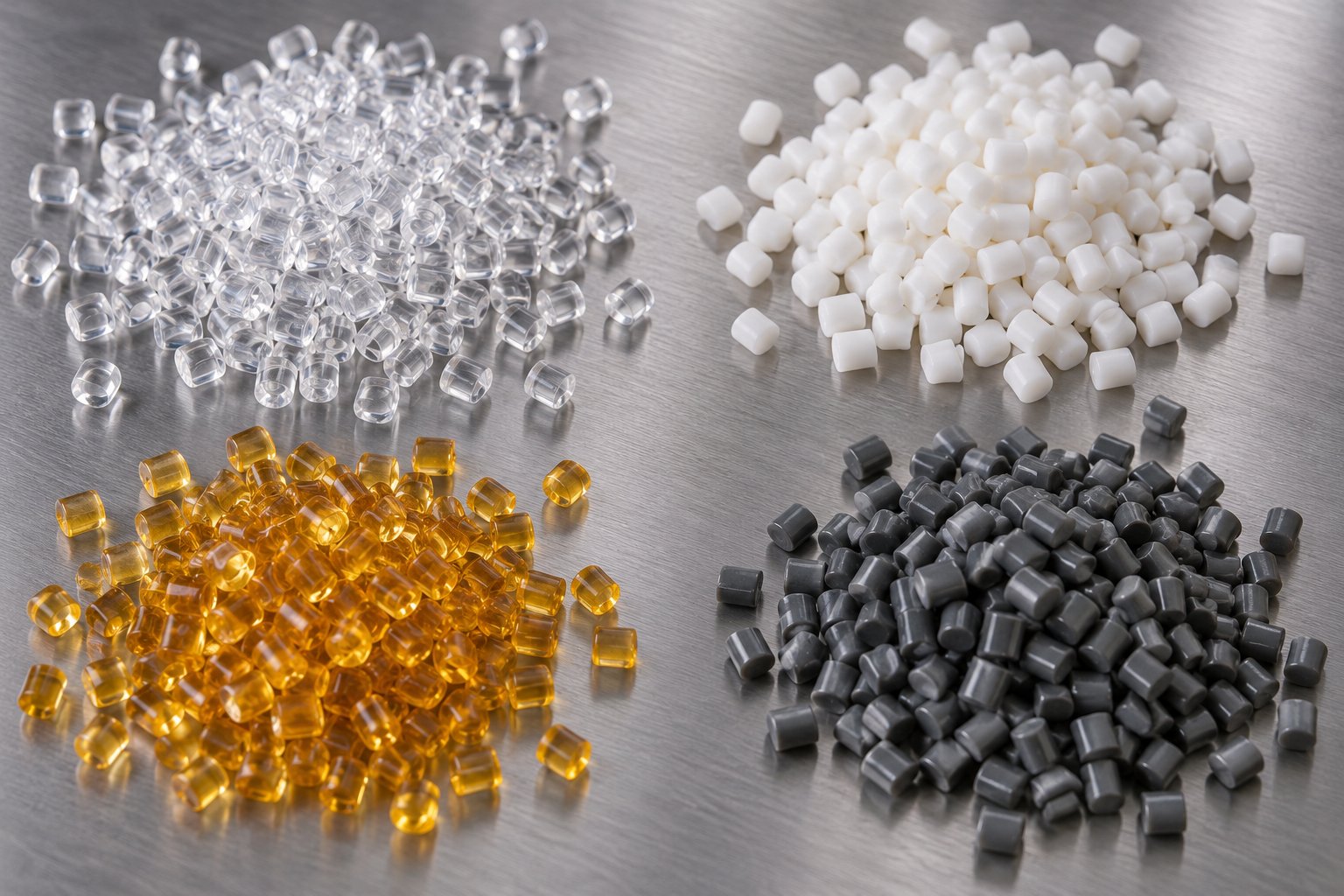 different thermoplastic resin pellets used in sheet extrusion each requiring specific machine configurations for optimal processing