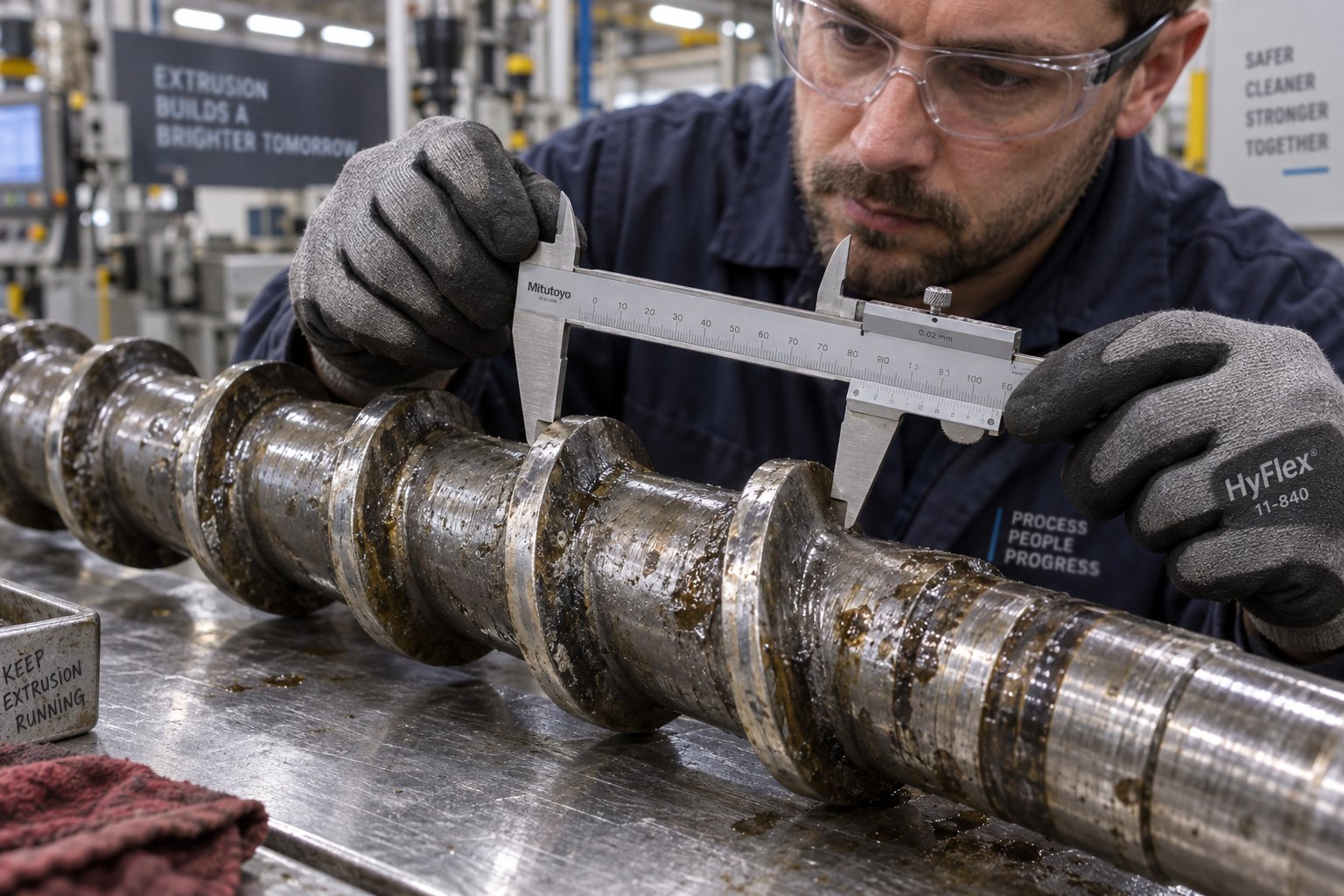 measuring screw flight diameter helps trace hdpe pipe defects back to barrel wear conditions