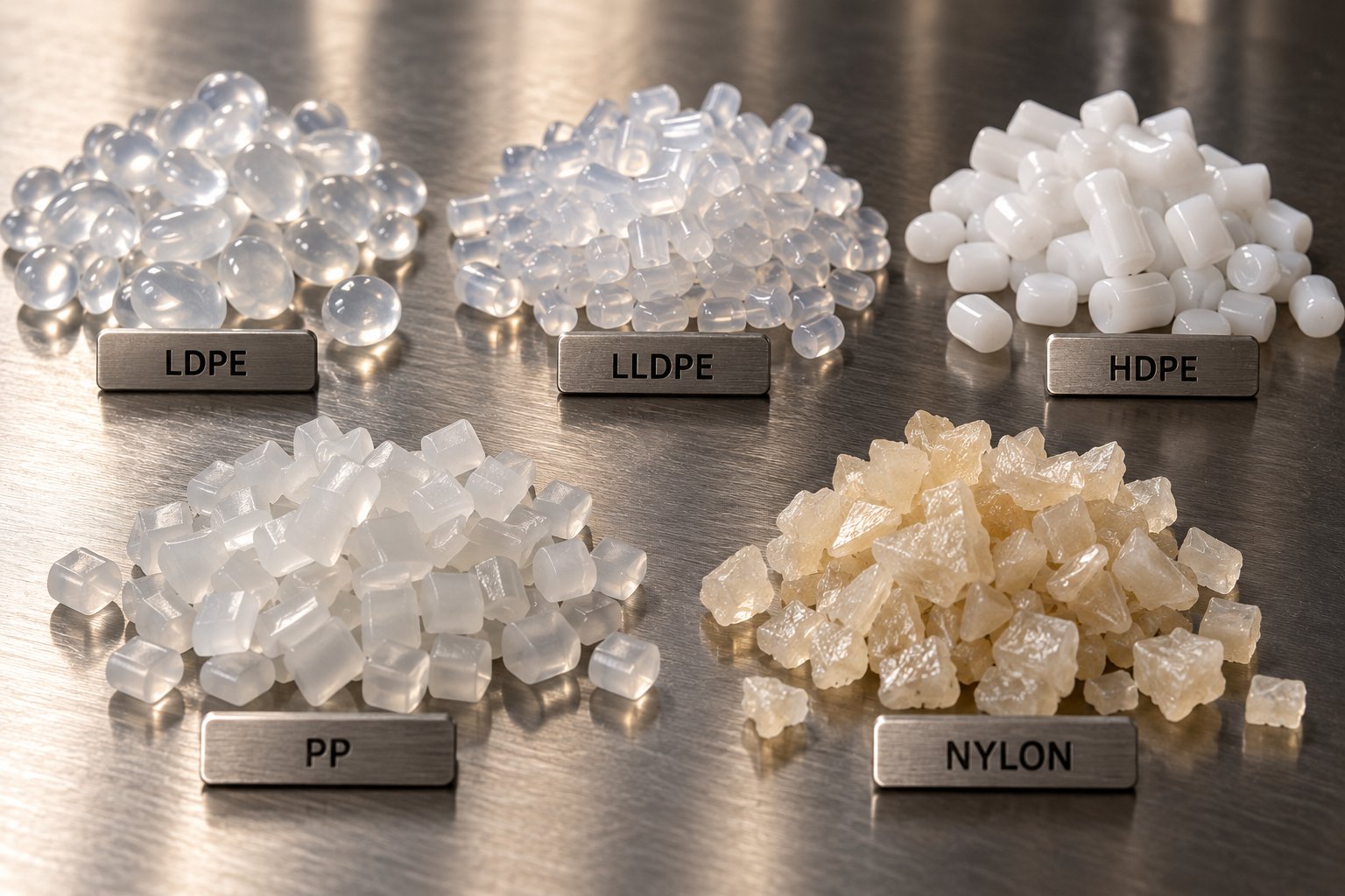 different polymer resin pellets used in film extrusion applications
