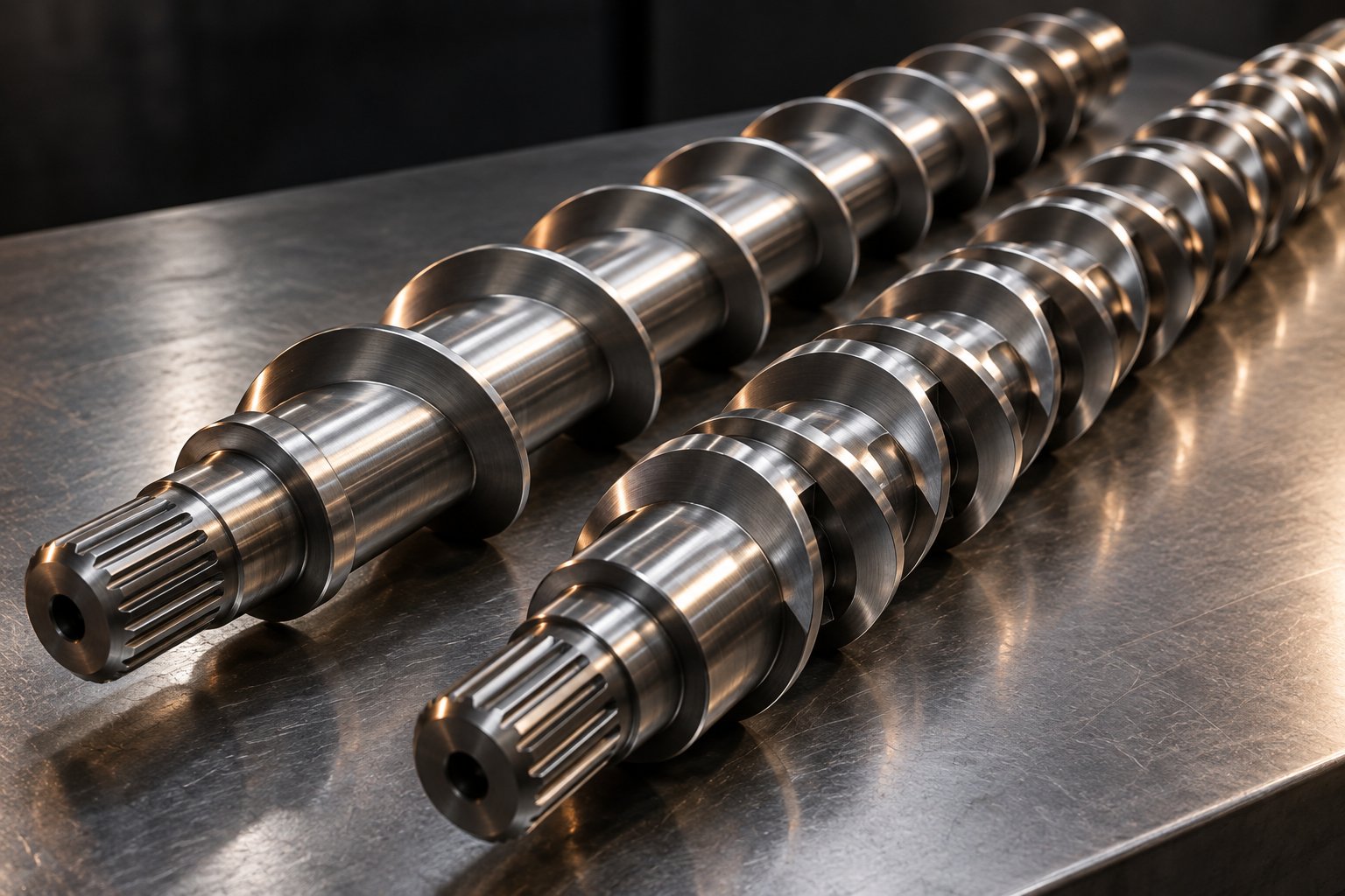 conventional single flight extruder screw compared with a barrier screw design for pipe extrusion