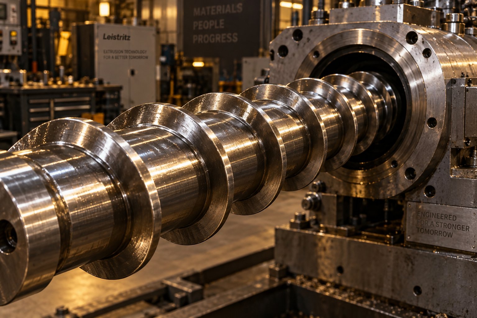 precision engineered extruder screw designed for polyethylene processing inside an industrial barrel