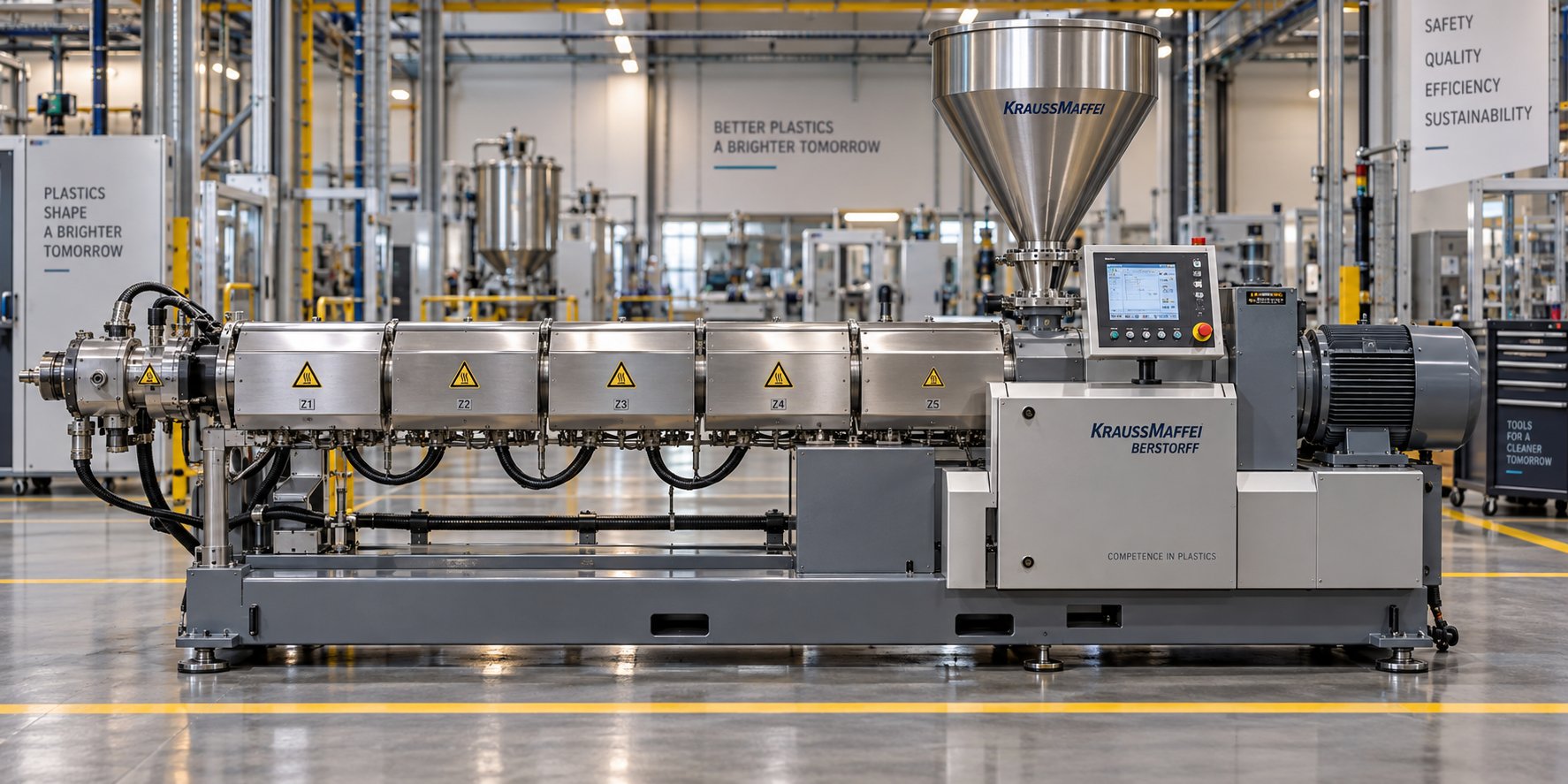 a production scale single screw extruder for plastic %E2%80%94 the most widely installed extrusion machine type in the global plastics industry