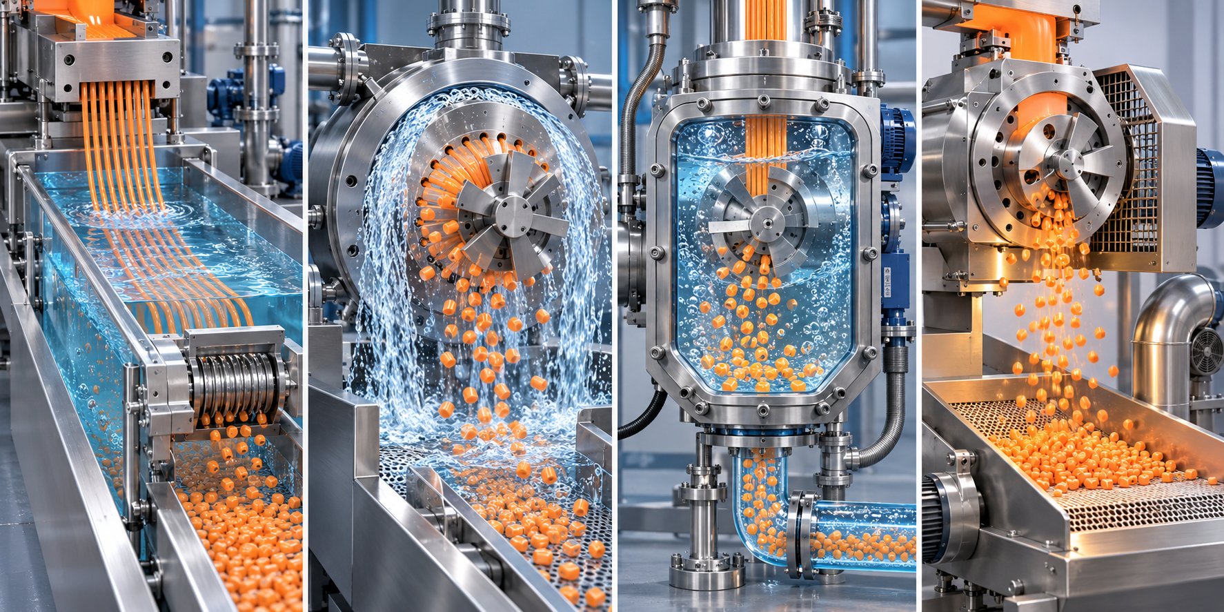 four major pelletizing technologies compared strand water ring underwater and air cooled die face systems