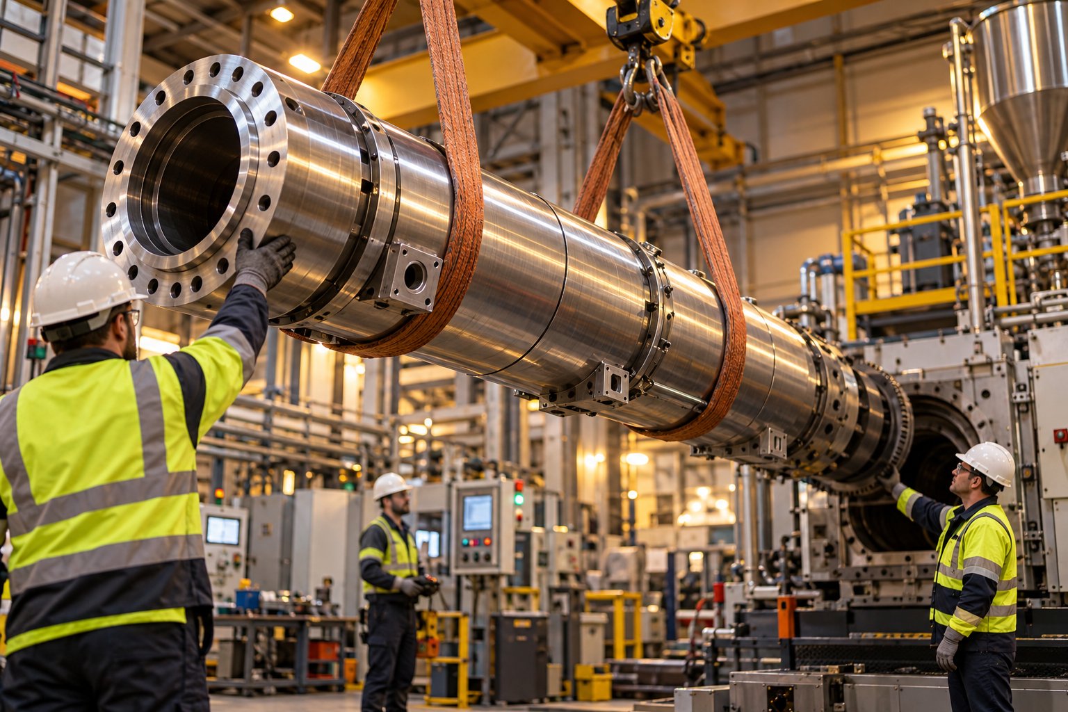 plastic extruder barrel replacement requires careful rigging precise alignment and a systematic installation procedure to restore process performance