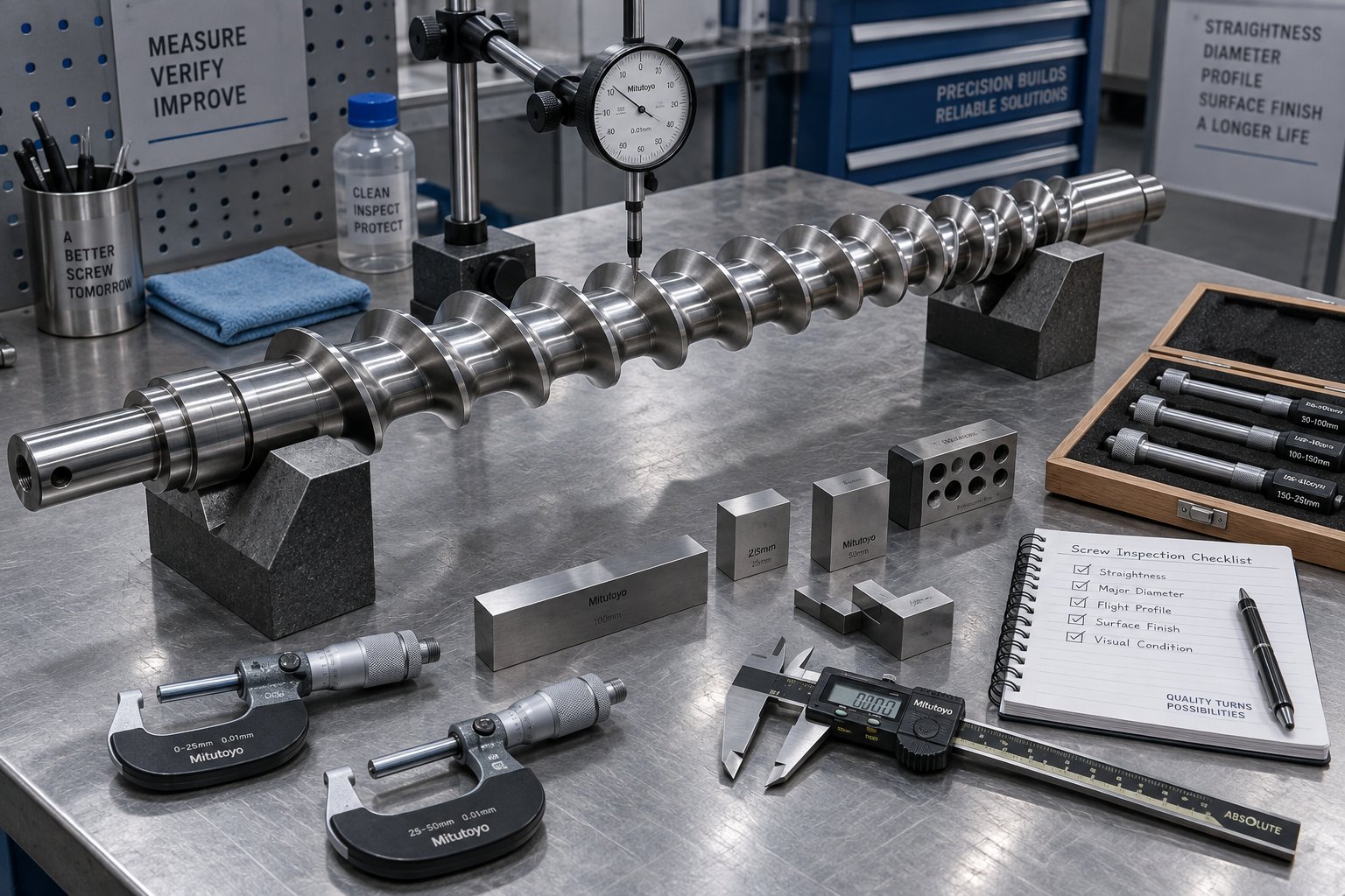 screw mounted for straightness verification during the repair inspection stage