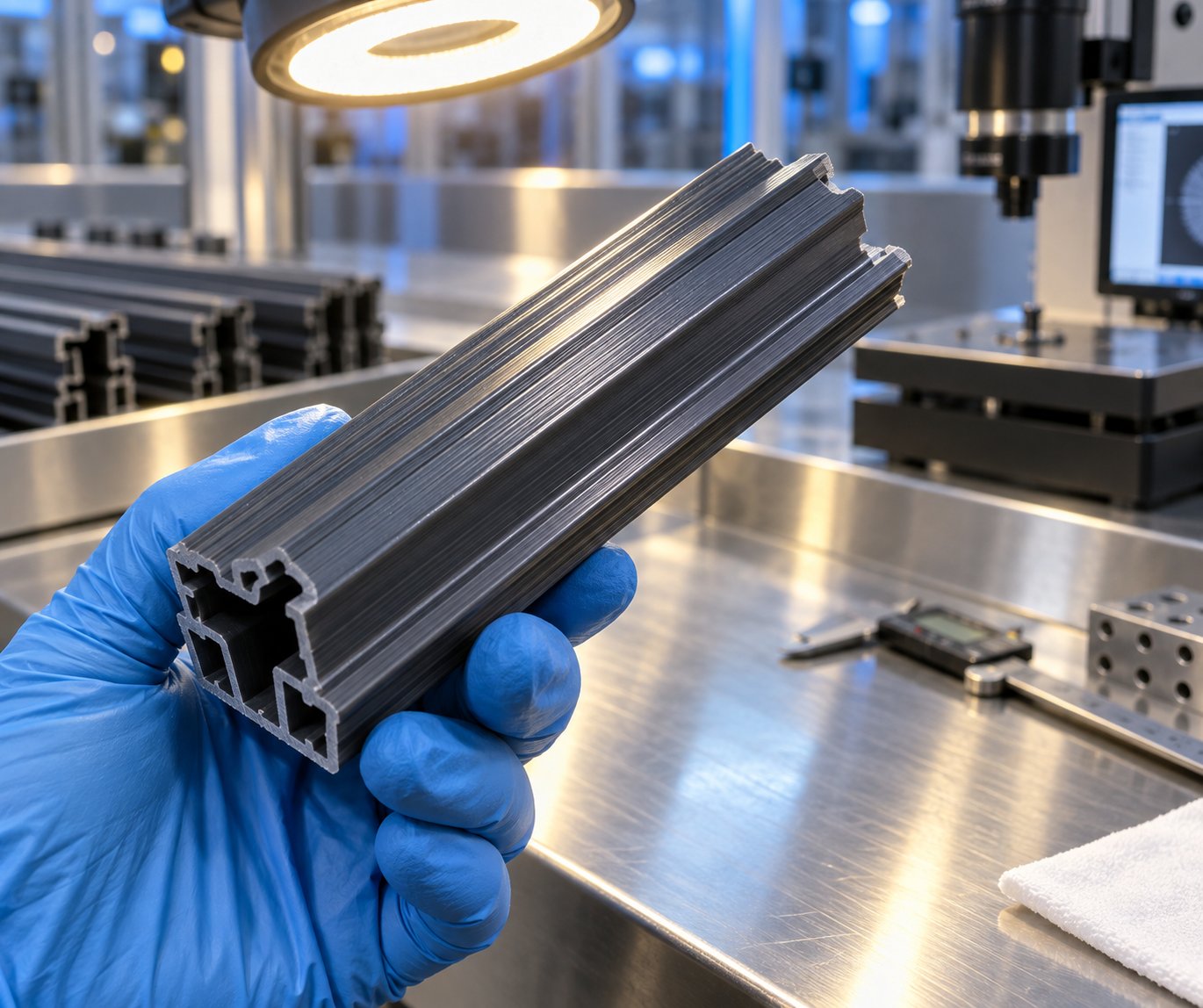 inspecting extrudate surface quality to identify defects like melt fracture sharkskin or die lines