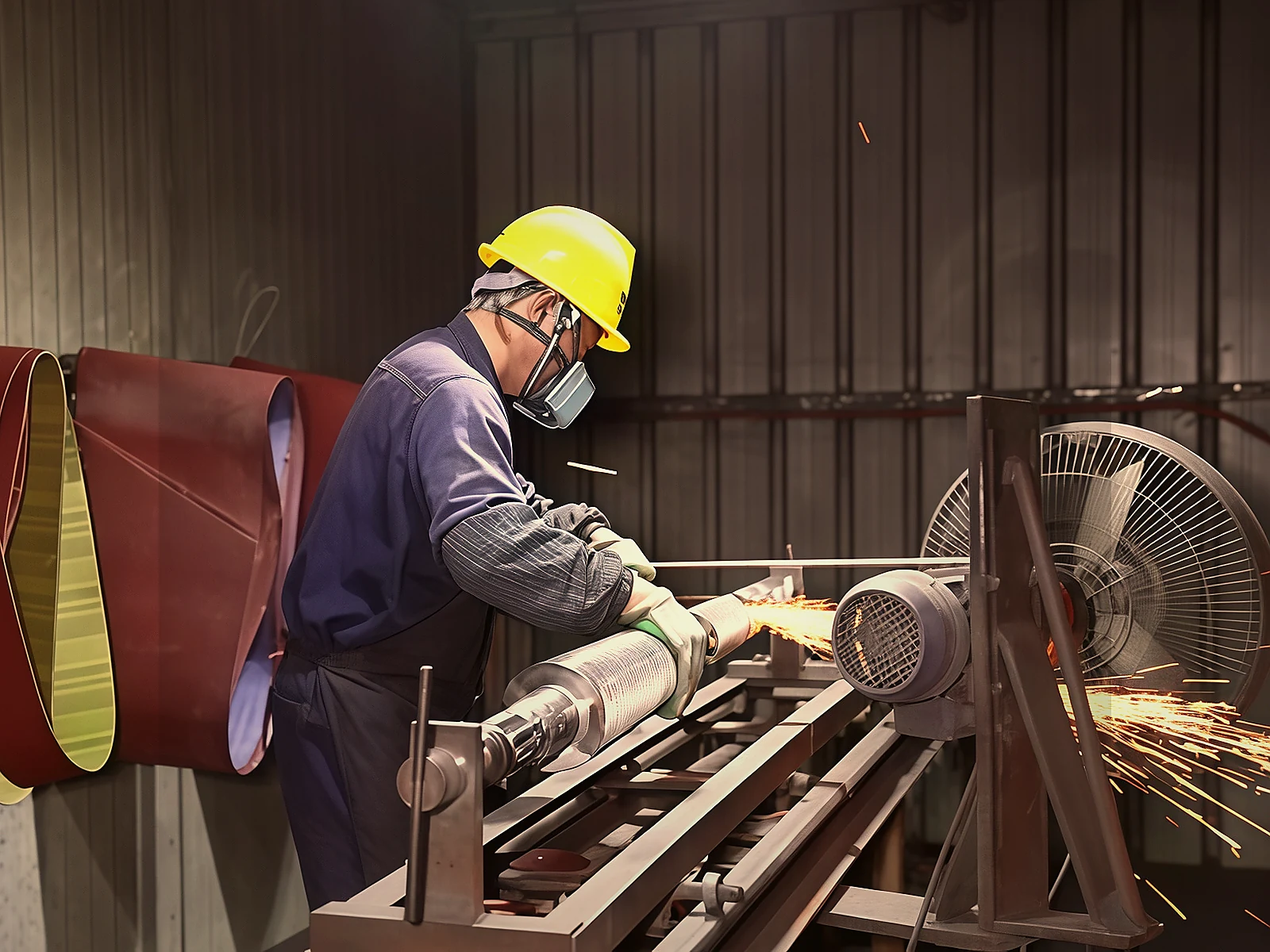 Workers machining precision screw shafts