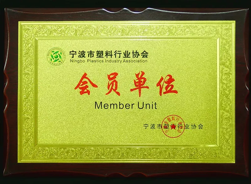Ningbo Plastics Industry Association Member Unit Certificate