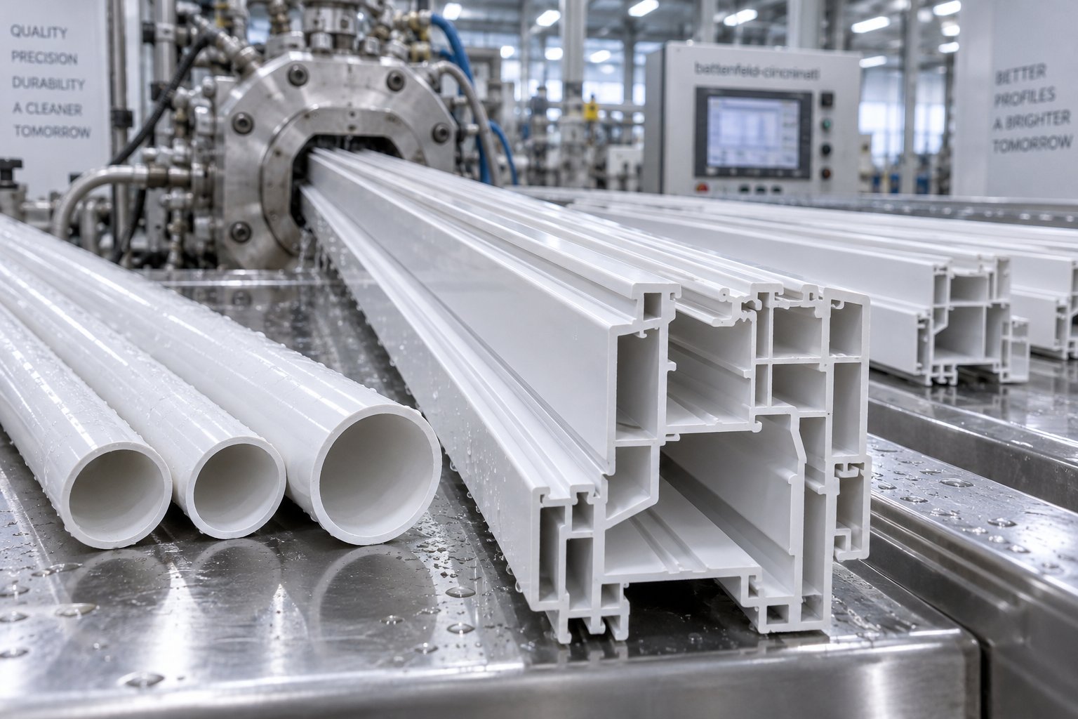precision pvc pipes and profiles produced through counter rotating twin screw extrusion