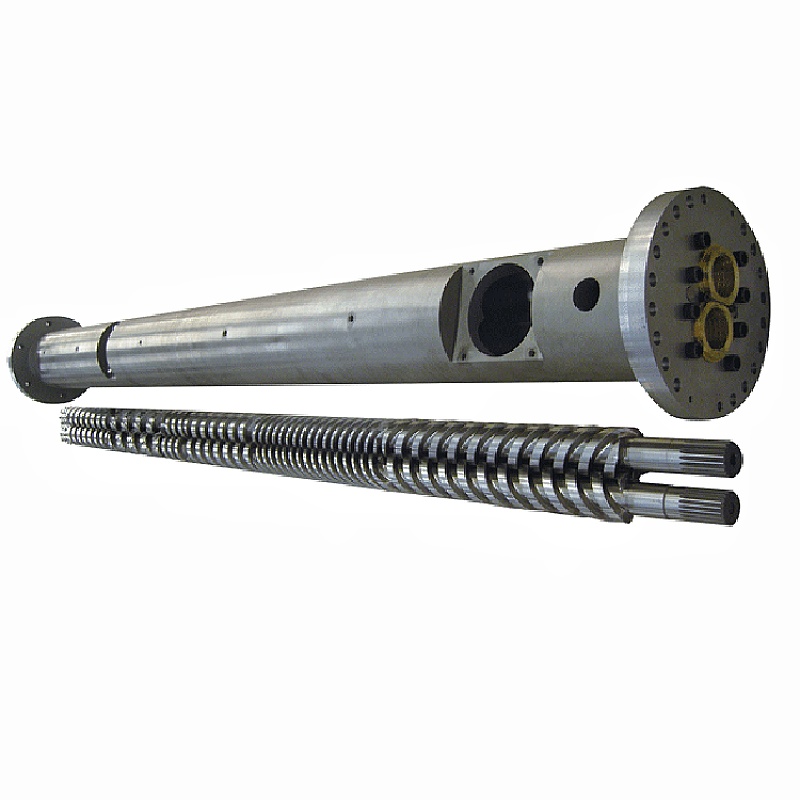 Parallel twin screw barrel for plastic granulation and compounding