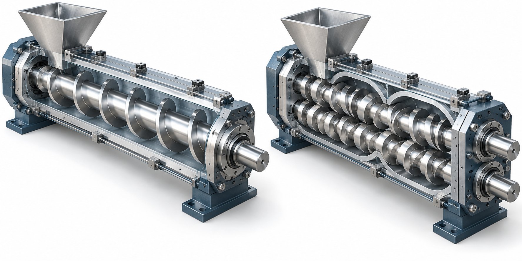 single screw versus twin screw extruder configurations used in pet sheet production