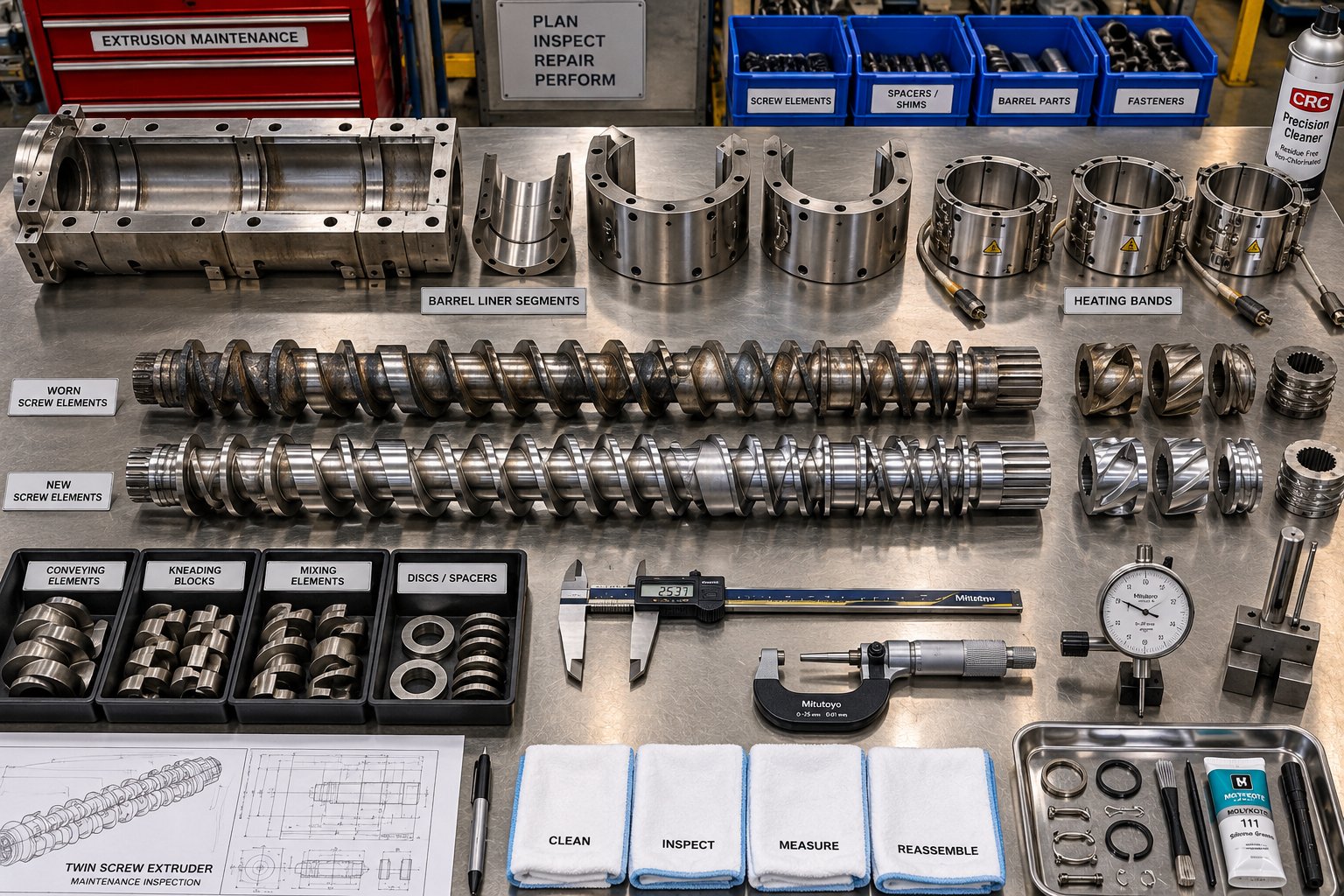 replacement screw elements barrel liners and wear components represent significant ongoing costs beyond the initial purchase