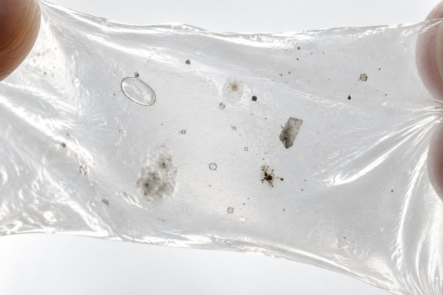close up of blown film showing embedded defects that require accurate visual identification before selecting corrective actions