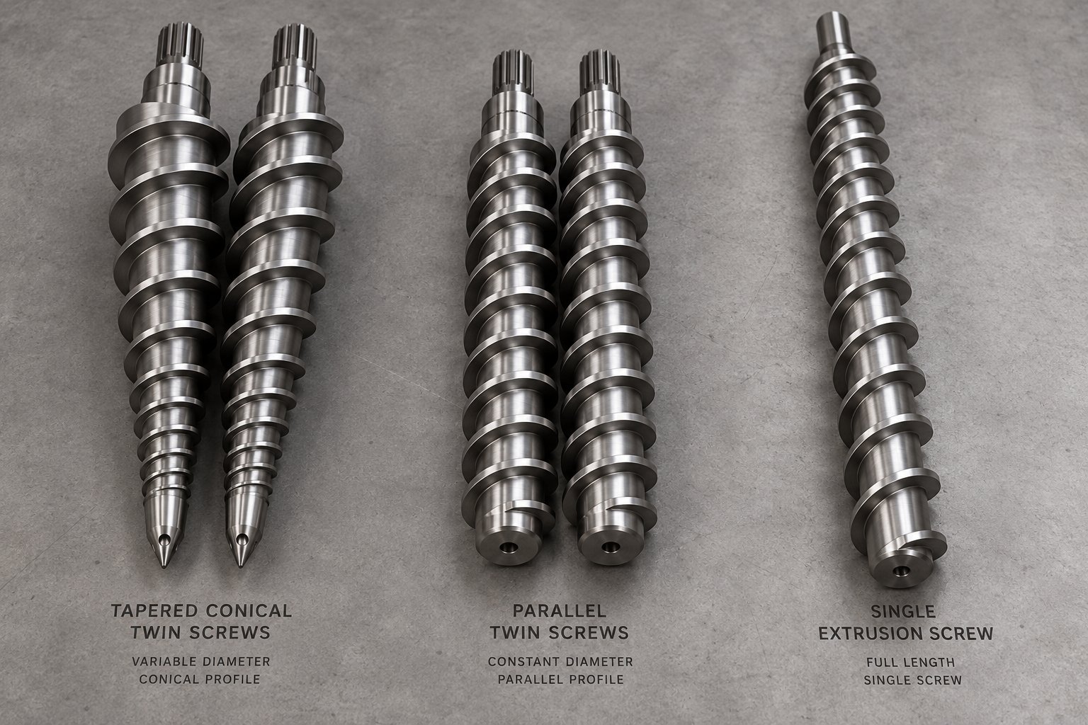 comparison of conical twin parallel twin and single screw configurations used in pvc extrusion
