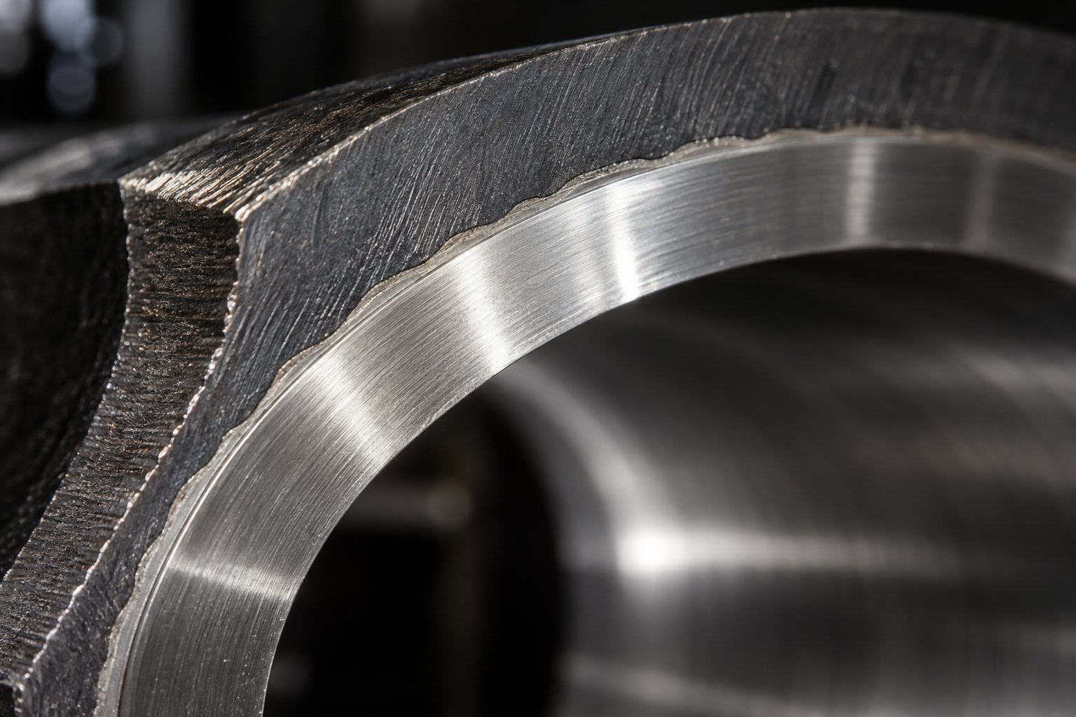 cross section view of a bimetallic screw barrel showing the wear resistant inner liner